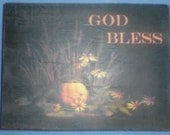 Black -God Bless Harvest for Thanksgiving-Recycled Wood, original Christian print-Wall Hanging-Wall Decor for home decor