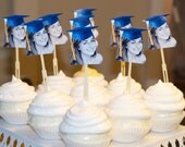 Personalized graduation hat photo cupcake toppers