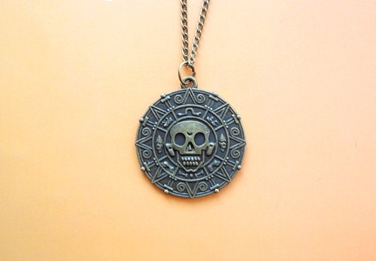 Pirates of the Caribbean necklace Cursed Pirate Doubloon Necklace, Pirates of the Caribbean Necklace