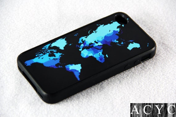 BLACK World Map iPhone 4S/4 Case,iPhone 5 Case,iPod Touch 5 and 4 Case,and Samsung Galaxy Phone Case