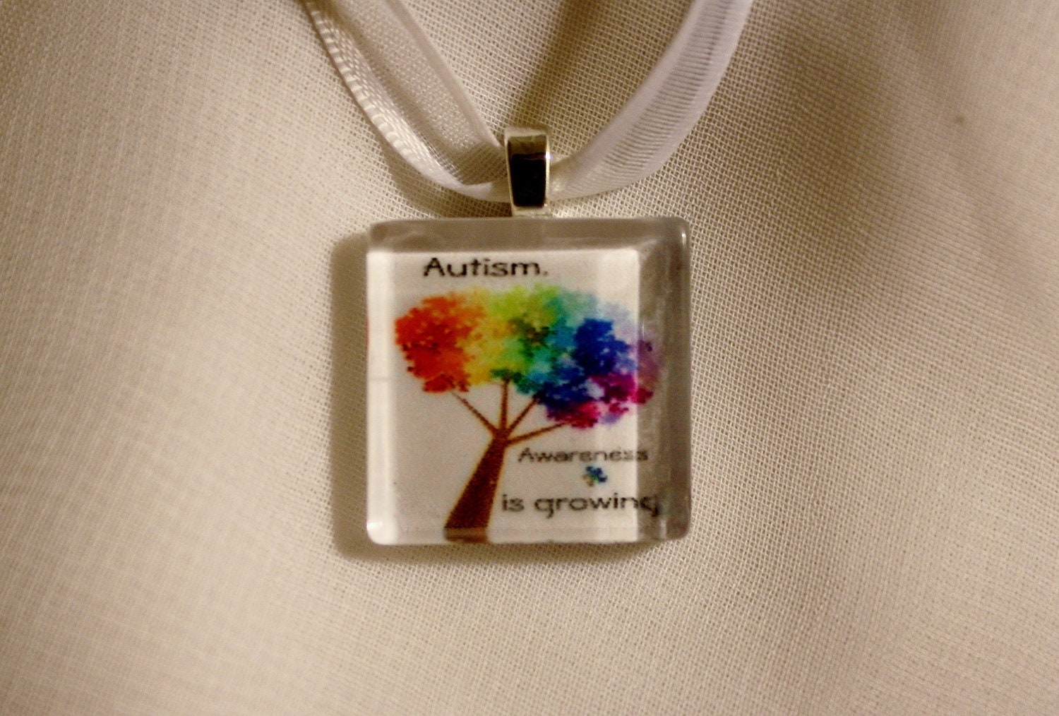 Autism, Awareness is Growing - Glass Necklace Pendant - Great gift idea