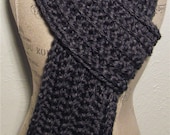 Scarf Extra Long Chunky Crochet in Charcoal Gray