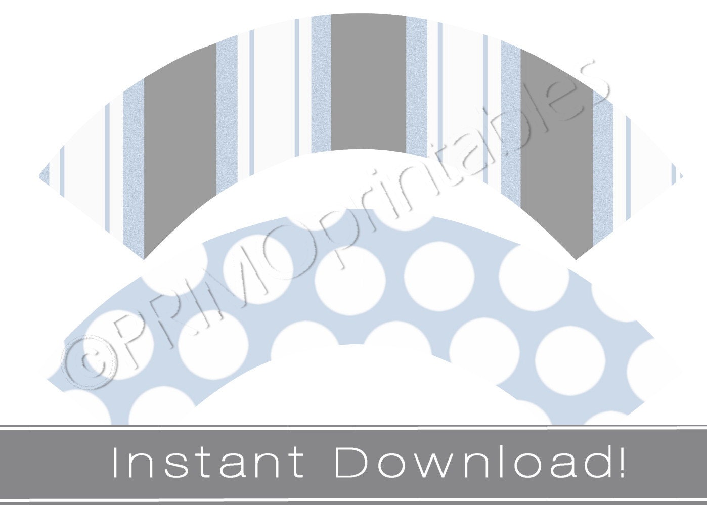 Printable cupcake wrappers INSTANT DOWNLOAD light blue and gray party decor printables DIY wraps Il_170x135