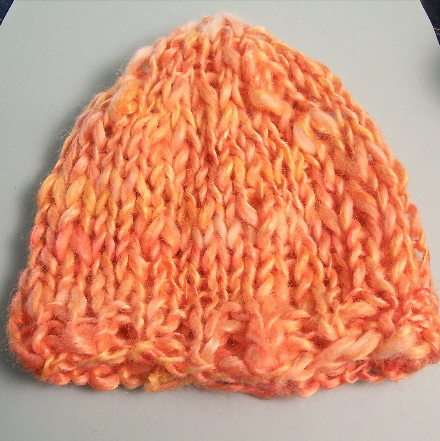 Baby Hat - Hand knit with Handspun silk and wool art yarn