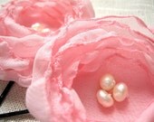 Blush Pink Hair Flowers, Rose Flower Bobby Pins, Freshwater Pearls, Bridal Hair Pins, Bridesmaid Hair, Wedding Hair Accessories