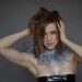 Knitted wire collar, with a fringe of soft grey feathers