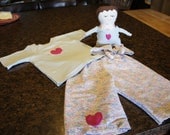 size 2/3t toddler pj's and matching flannel  fabric cloth rag doll coordinating dolly and me gift set
