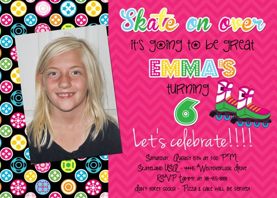 Bright and Fun Roller Skating Birthday Party Invitation Il_170x135