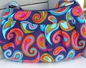 Purse with strap - awesome printed corduroy - pleated handbag