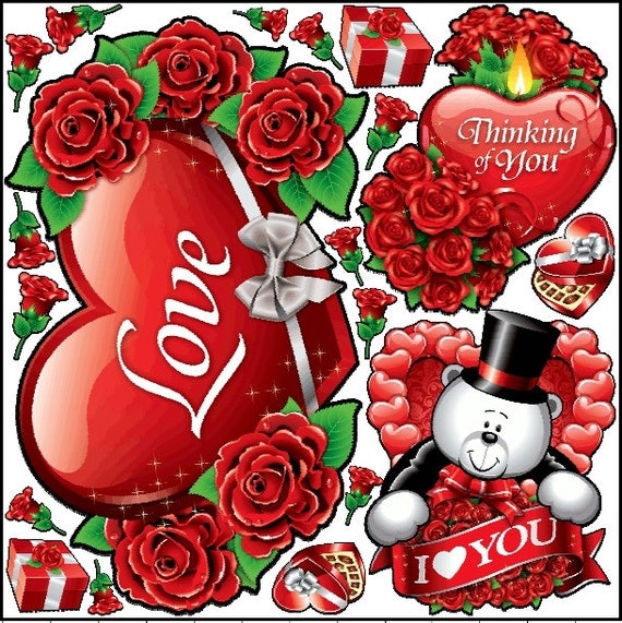 Valentine's Day Graphic Kit - reusable decal sticker decorations Il_570xn