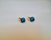 Indicolite Swarovski crystal 12mm Cushion cut 4470 Leverback Dangle Drop Earrings Antique Silver Plate earrings