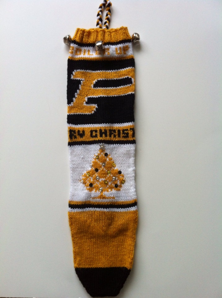 Handmade Purdue inspired Christmas stocking. Approximately 24" long with a 3" hanger and 6" wide. Can be customized. 