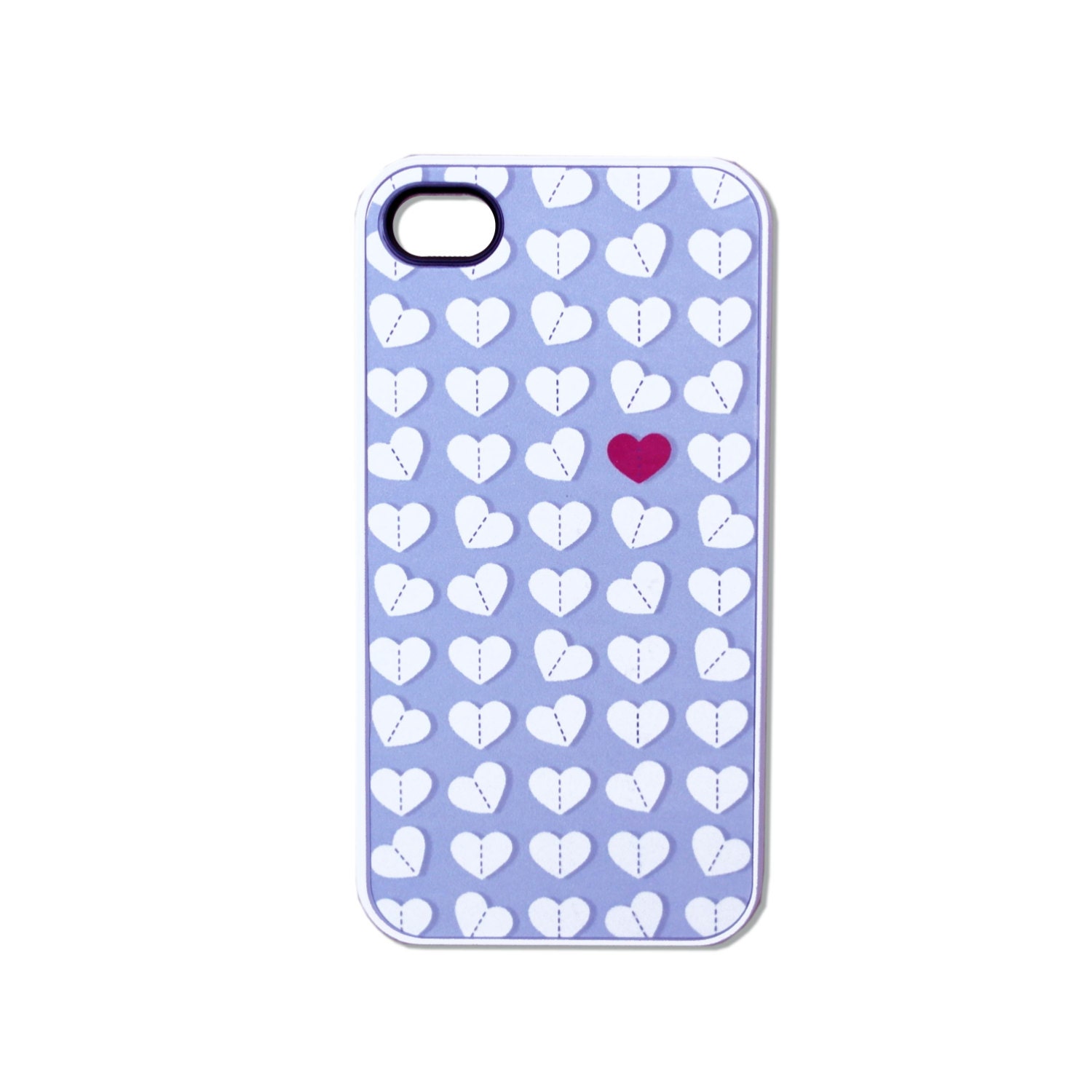 Lavender hearts iPhone 4/4S case - Lonely red heart
