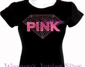 PINK - Superman - Breast Cancer - Iron on Rhinestone T-Shirt - Bling Hot Fix Cancer Awareness Transfer Shirt Top
