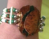 BRACELET Native American Mohawk Birch Bark with Handcrafted Turtle.