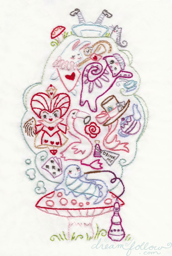 Down the Rabbit Hole Embroidery Pattern PDF