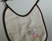 Playful Elephant Hand Embroidered Baby Bib