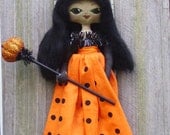 Halloween Queen Art Doll Primitive Folk Art Miss Hallow's Eve