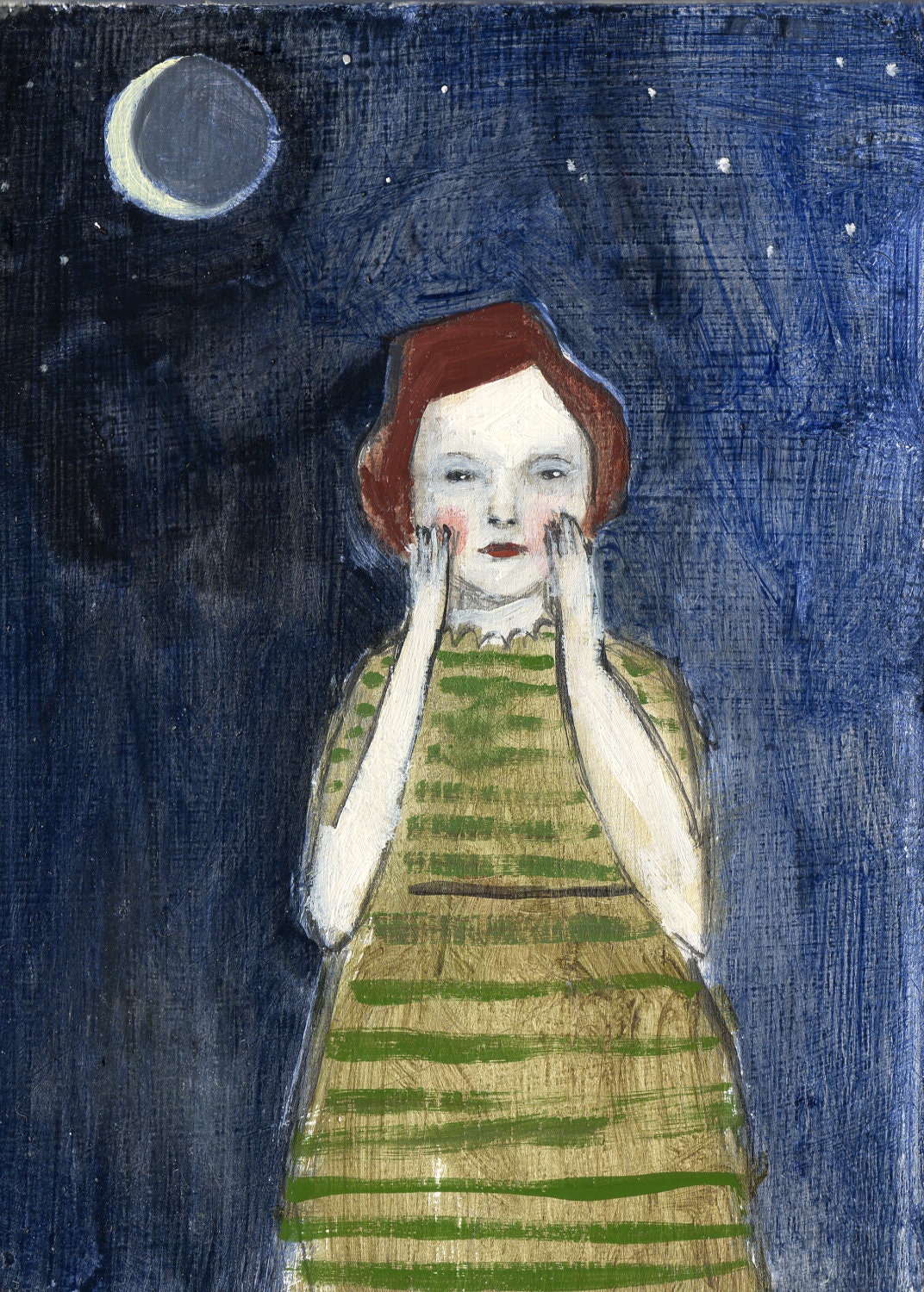 she whispered her secrets to the moon - open edition print of original acrylic painting