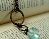 Vintage Tooled Artisan Brass "CLARITY POOL" - Semi-precious Stone Necklace
