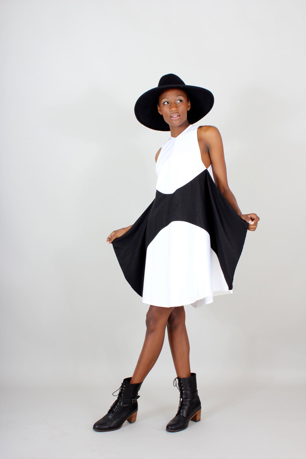 Winged Dress - black and white