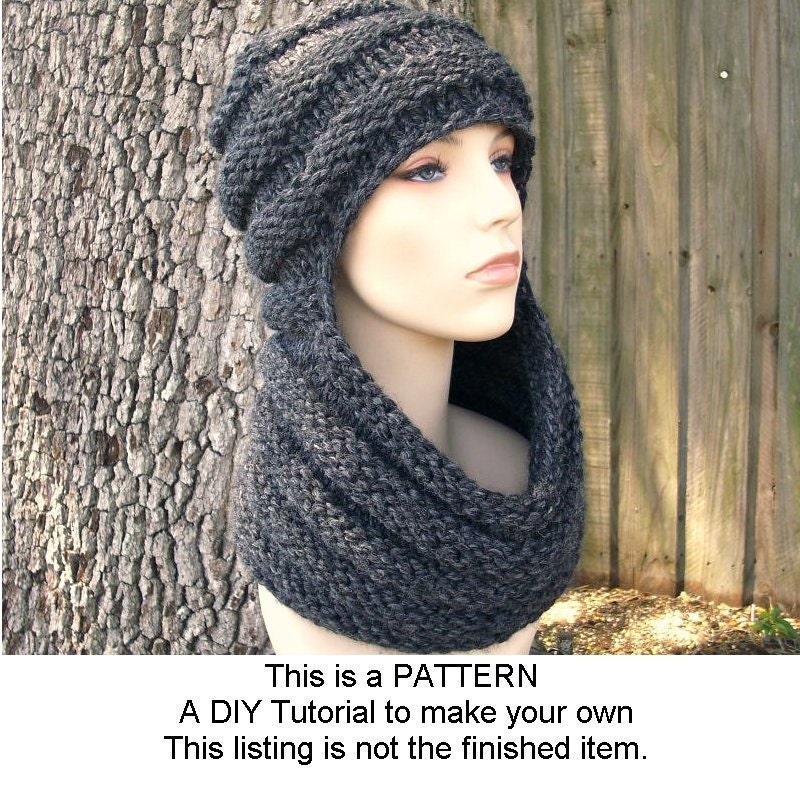 Instant Download Knitting Pattern - Knit Hat Knitting Pattern - Knit Hat Pattern for Zhivago Cowl Scarf Hat - PDF Pattern Womens Hat