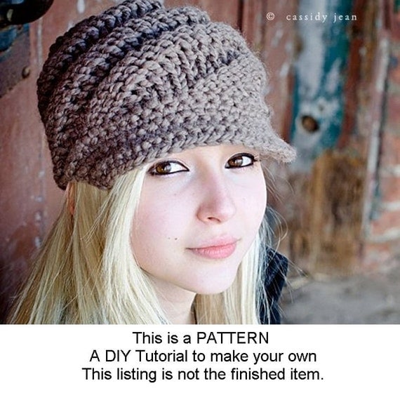 Digital Knitting Pattern PDF - Knit Hat Knitting Pattern PDF for The Swirl Beanie Hat With and Without Visor - Winter Accessories
