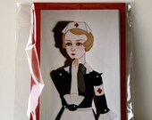 Little Nurse - 5 postcard set with red envelopes