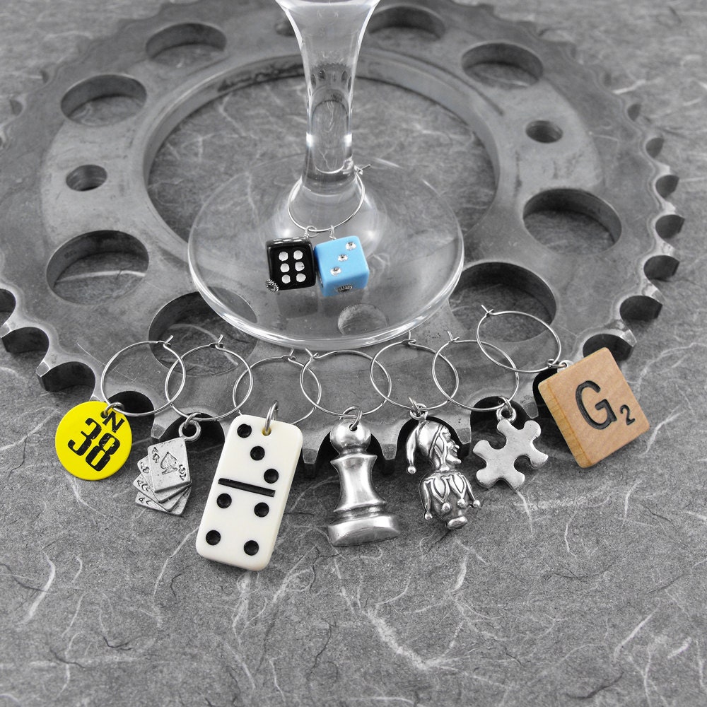 Games Wine Charms Large Set - Go Ahead Be a Player by COGnitive Creations