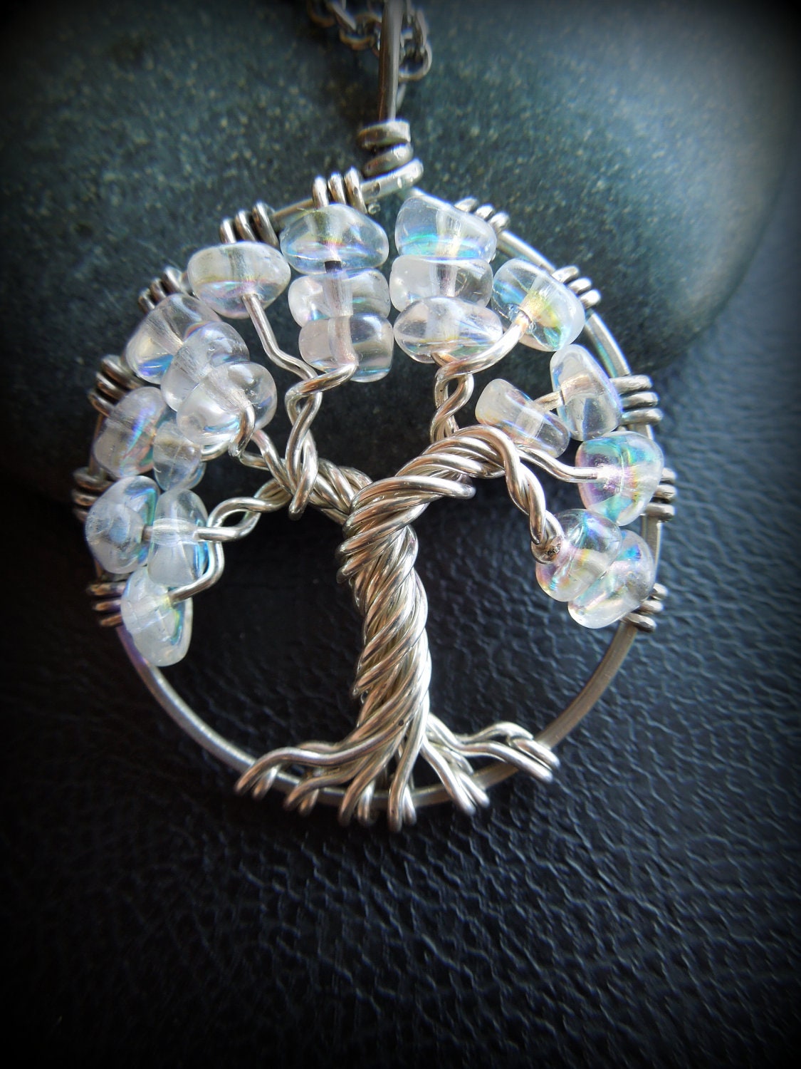 Moonstone Beaded Branches Tree of Life Necklace-Sterling Silver