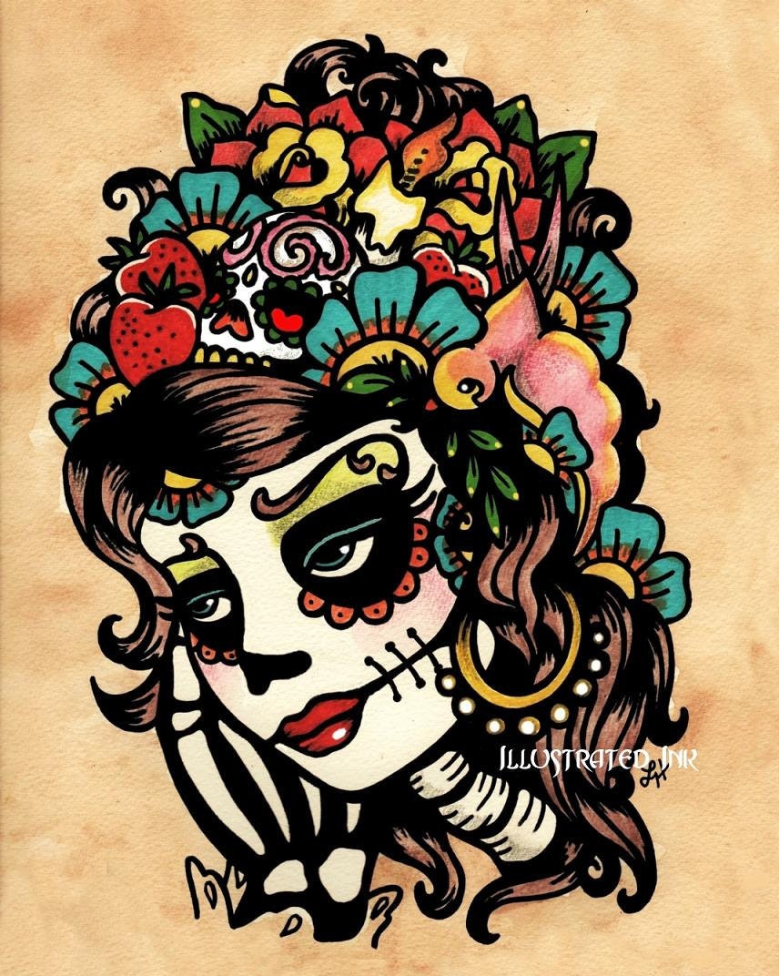 Day of the Dead Art Sugar SKULL BEAUTY 8 x 10 Print