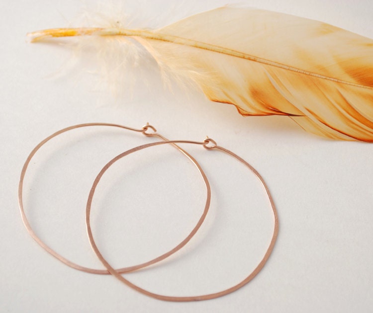 rosie posie rose gold hammered large hoops