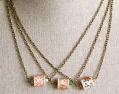 Shabby chic sweetheart vintage fabric spool necklace. Tiedupmemories