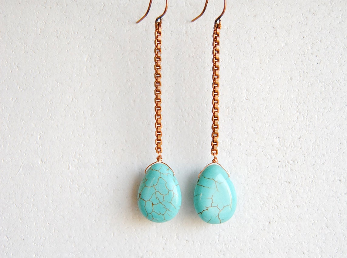 Turquoise Drop Earrings - Handmade Jewelry - Free Shipping in the US - Summer Fashion