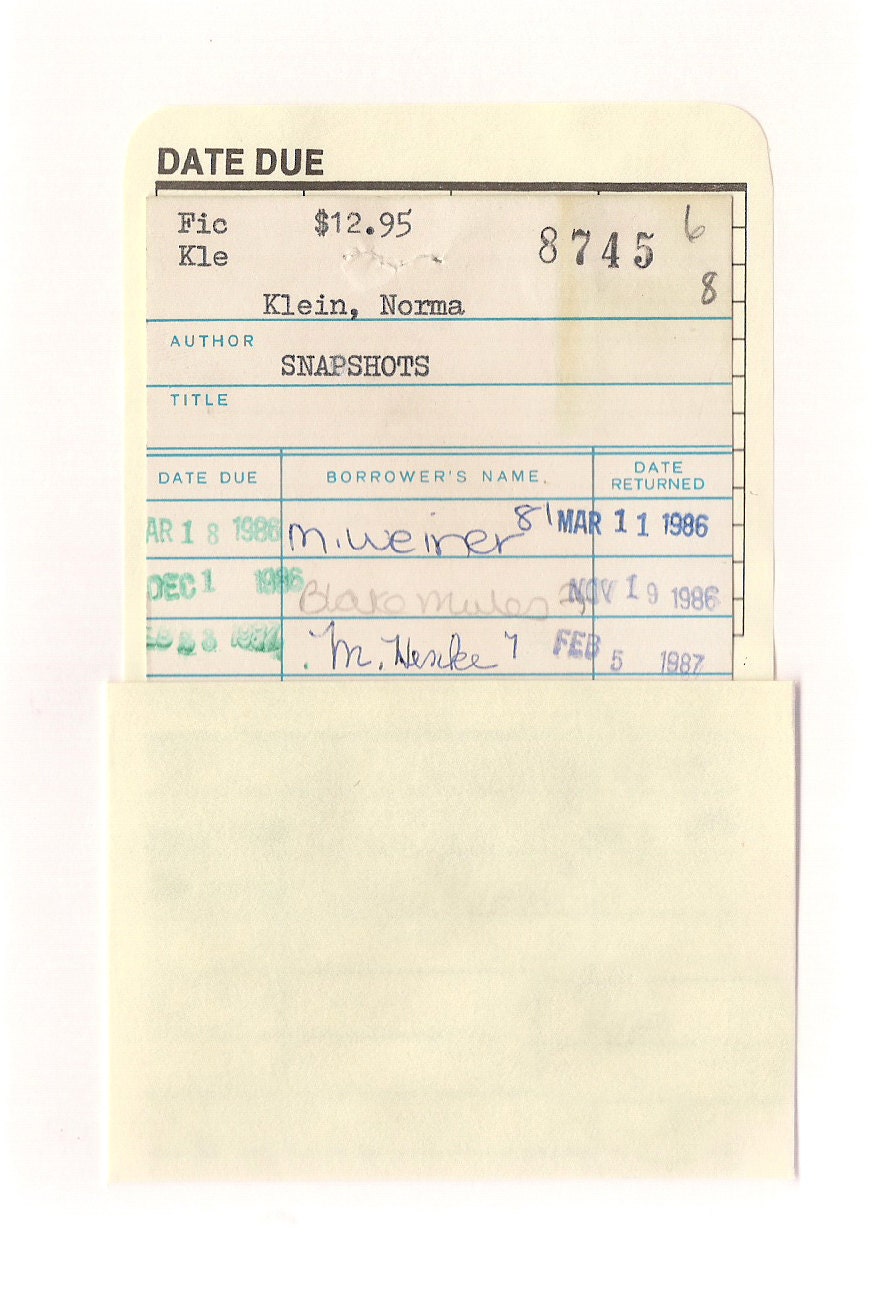 vintage library card notecard
