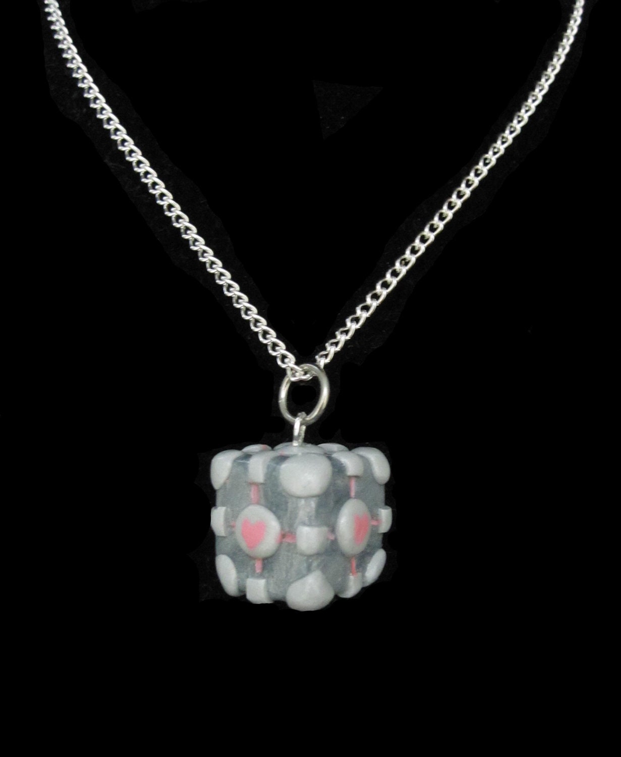 Portal Style Companion Cube Necklace