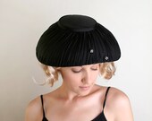 Vintage Wide Brim Hat - Midnight Black Cartwheel Hat