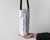 Fortune Cookie Wine Tote Bag, eco friendly, wine carrier, reusable tote bag, typography