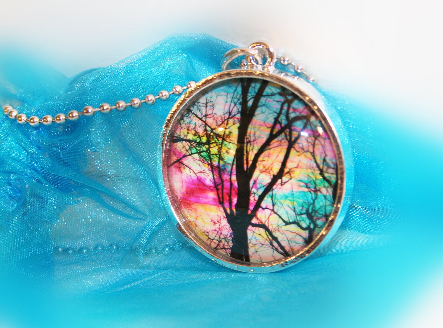 Cotton candy sky, necklace, gift, tree necklace, sunrise, sky, stocking stuffer, for her, women, gift, nature