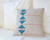 Beige linen pillow cover with geometric patterns inspiration