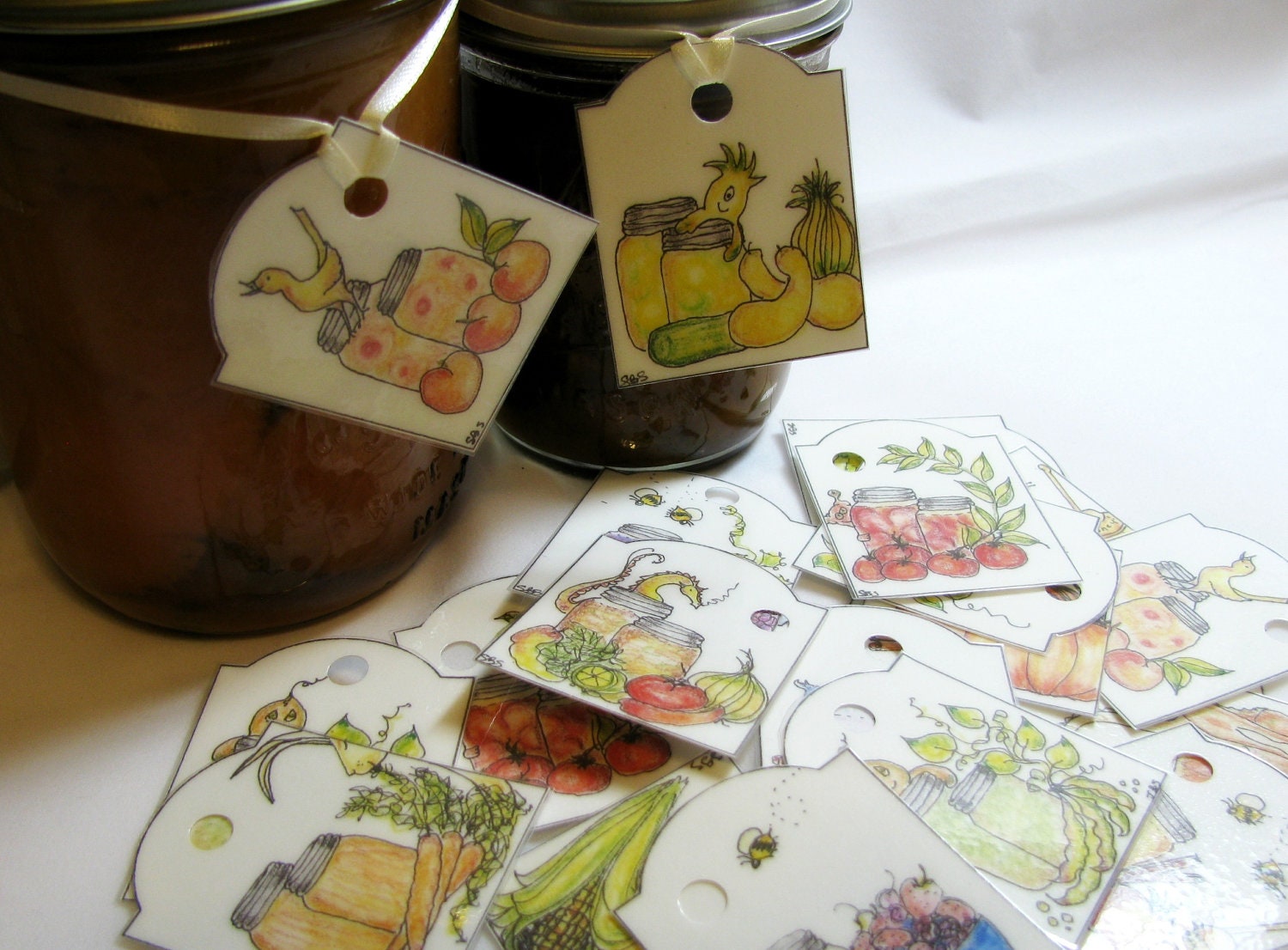 Canning Jar Labels, Hang tags. Mason Jar tags, Set of 16