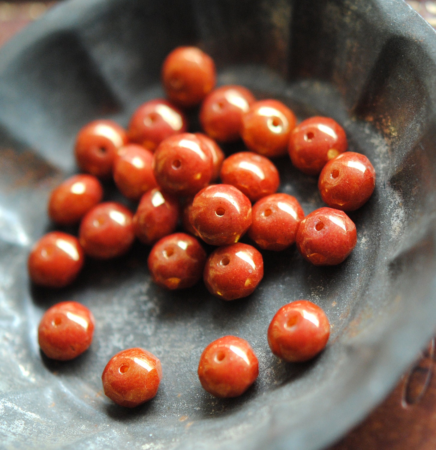 10 Ground Cinnamon - Czech Glass Rondelle Beads
