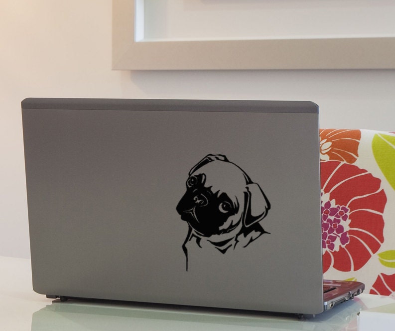 Pug Decor Dog Decal vinyl laptop sticker, car window, pet lover, dog owner  French Shabby decor