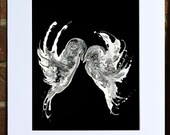 Abstract Art Print  Matted 11x14 Contemporary Bird Art Prints  by Destiny Womack  - dWo - Eternal Embrace