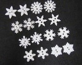 16 Ornate White Snowflake Buttons