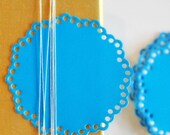 10 Large Paper Doily Stickers Envelope Seals Blue