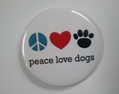 Pocket Mirror - PEACE, LOVE, DOGS - adorable