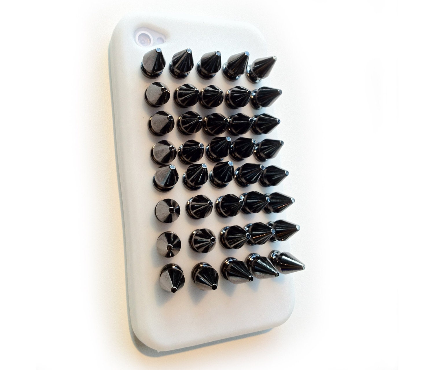 Weapon of Mass Communication: Spiked and studded Black and White iPhone case