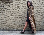 Full Length Velvet Leopard Jaguar Coat 80's Vintage Size Small