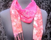 Tangerine Hand Painted Silk Mesh Scarf - Ready to ship
